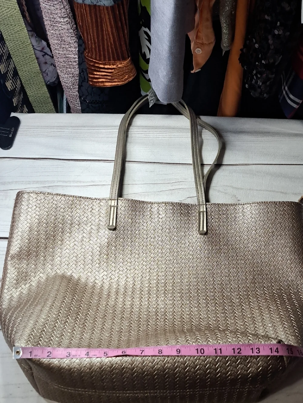Metallic Bath And Body Works Woven Look Tote Bag